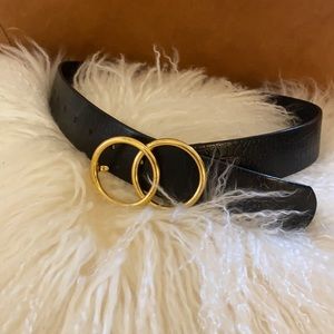 Aritzia Small Black Croc Circle Belt - Gold